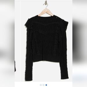 Black Lace-Trimmed Women's Sweater By Grey Collection